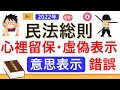 【基礎編】民法➃（ゼロから始まる民法総則❹）意思表示【心裡留保・虚偽表示・錯誤】