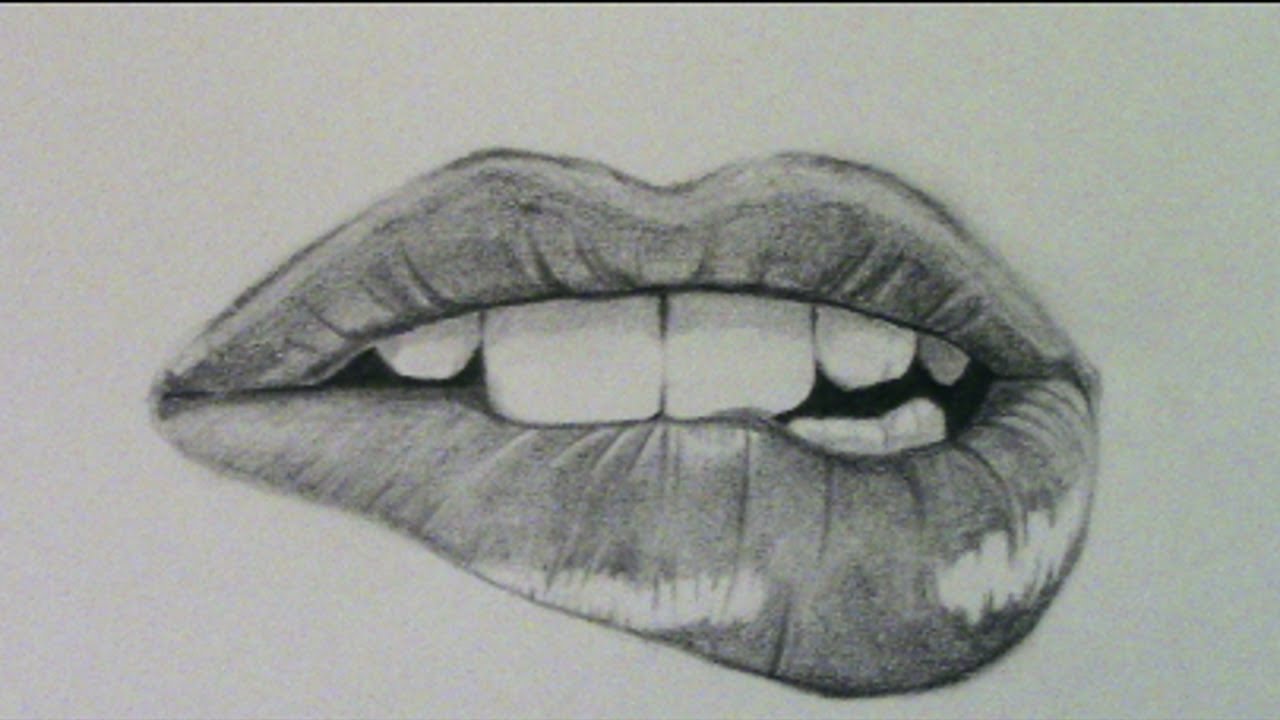 Realistic Mouth Drawing With Pencil (Speed Drawing) - YouTube.