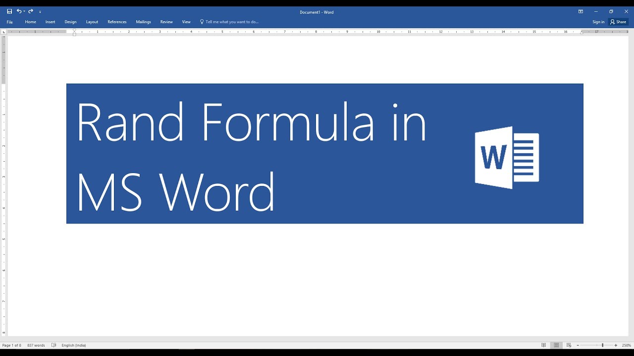 Rand formula in MS word | How to use Rand formula in Word - YouTube