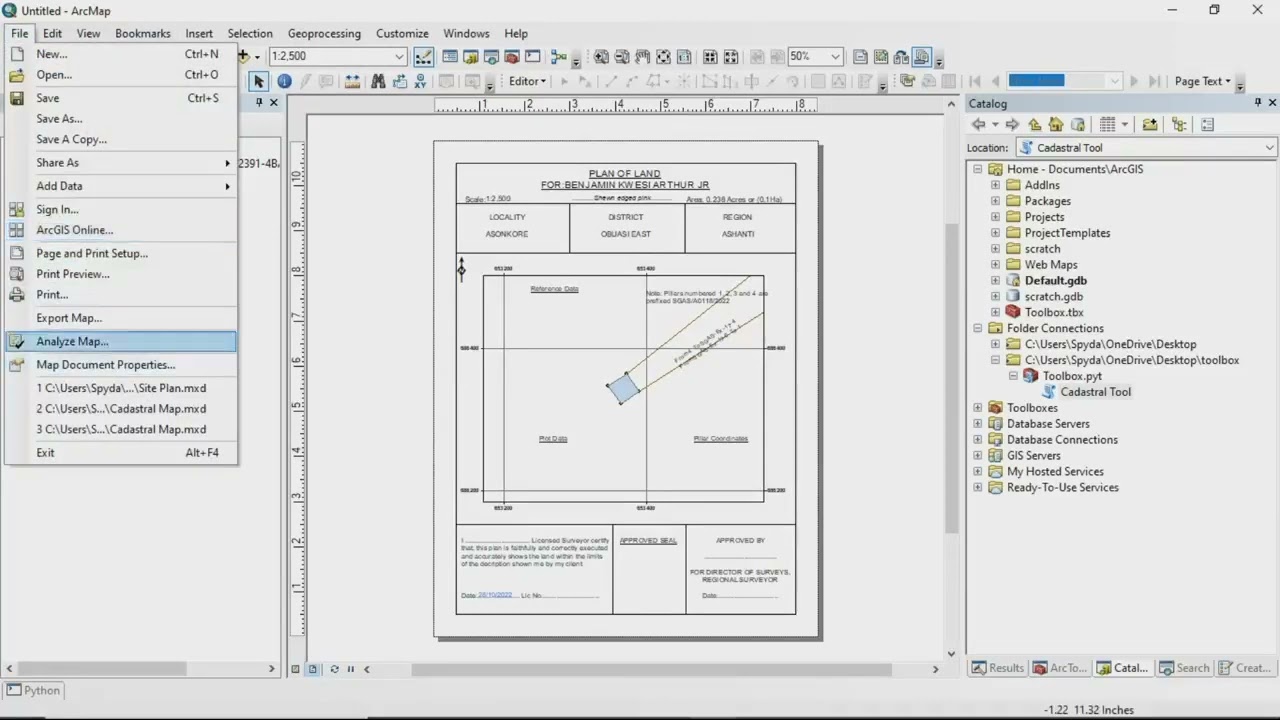 ArcGIS geoprocessing tool for site-plan drafting