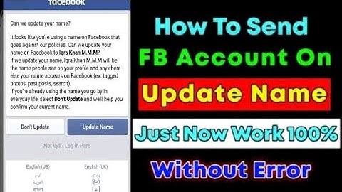 How to send facebook account on update name 2022 | facebook update name error problem solution 2022