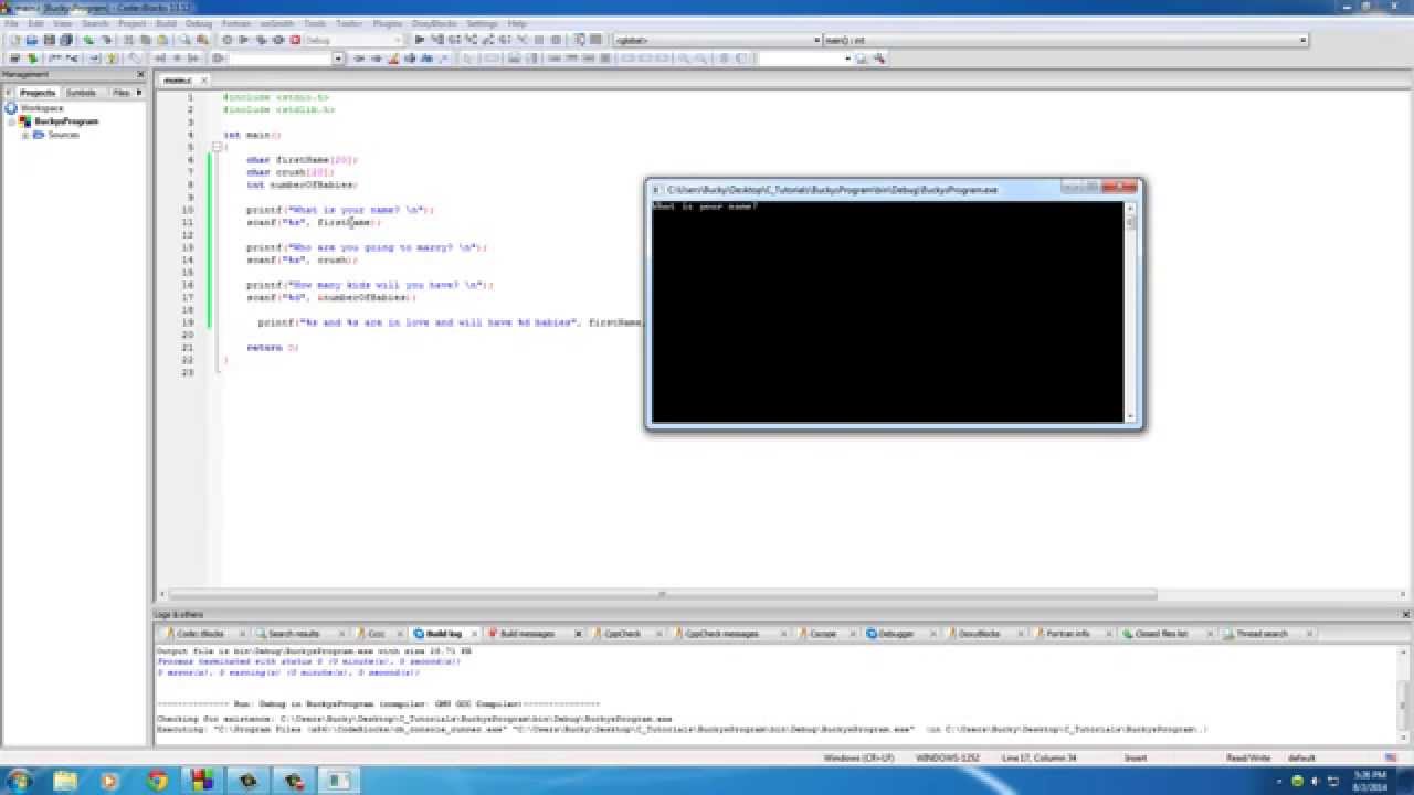 C Programming Tutorial 11 Getting Input With Scanf Youtube