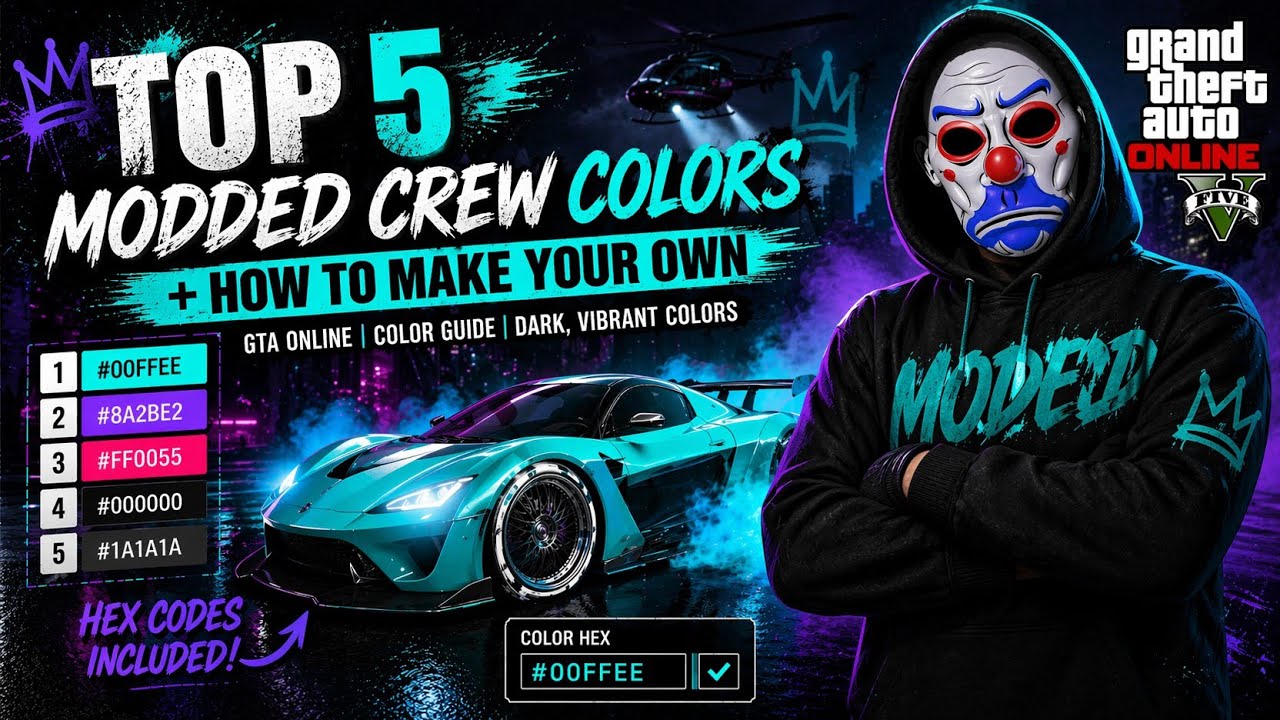 Top 5 Modded Crew Colors + How to Make Your Own | GTA Online | (Color ...