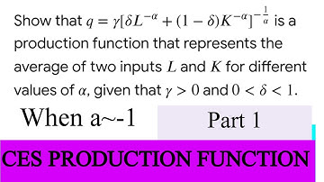 CES Production Function | Constant Elasticity of Substitution Production Function | Economics Part 1