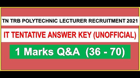 TNTRB POLYTECHNIC EXAM 2021| IT DEPARTMENT QP | ONE MARKS ANALYSIS-PART 2