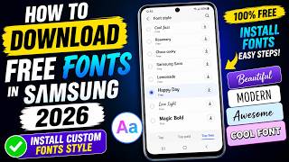 💯 How to download free fonts in Samsung 2026 | Install custom fonts style