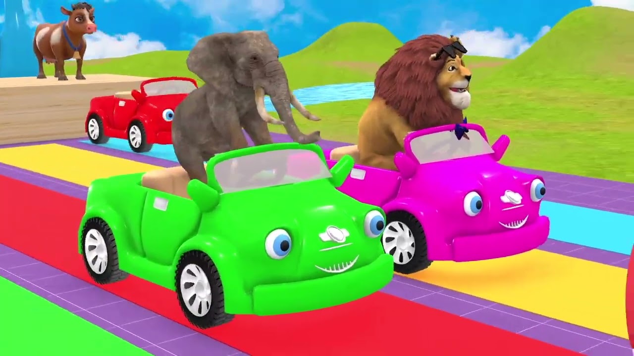 Long Slide Game With Cow Elephant Gorilla Hippopotamus Tiger 3d Animal Game Funny 3d Animals