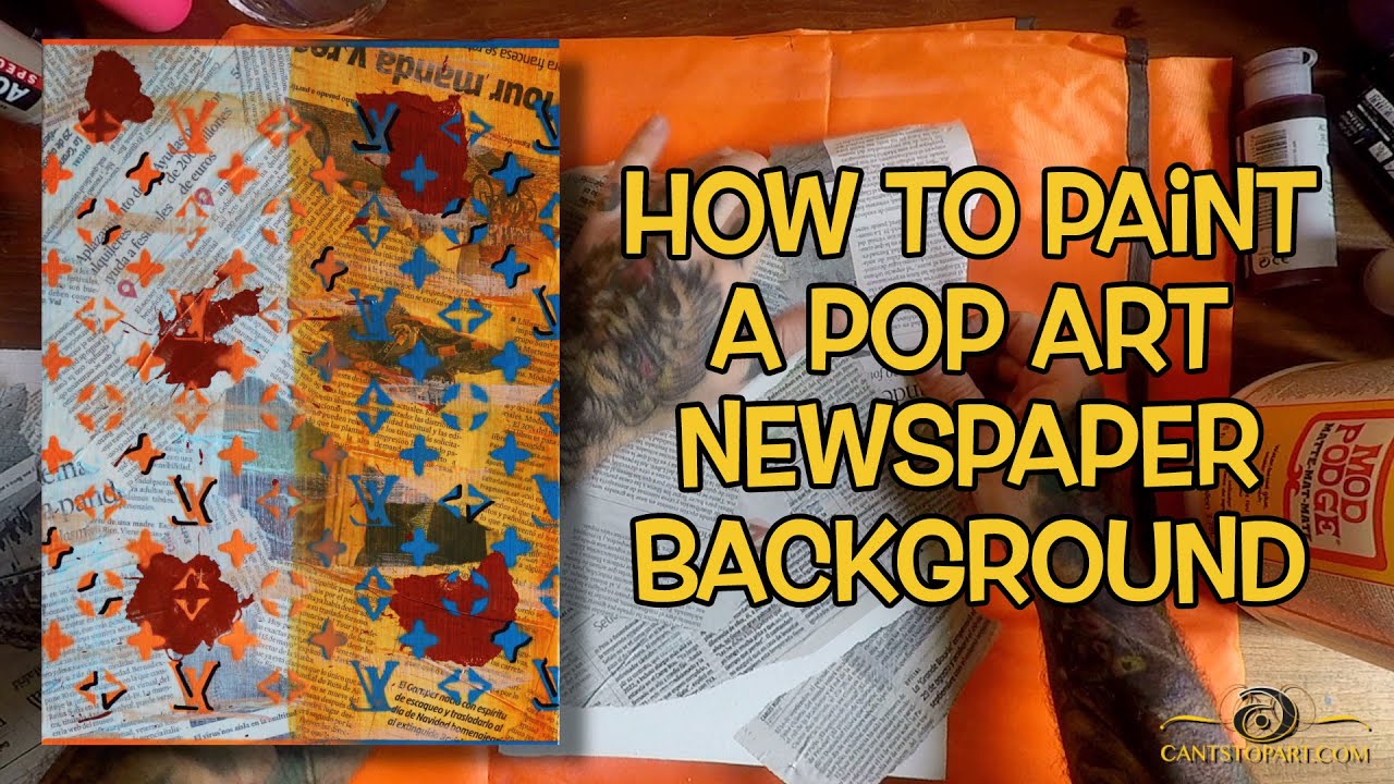 How to Paint a Pop Art Style Newspaper Background Cant Stop Art YouTube