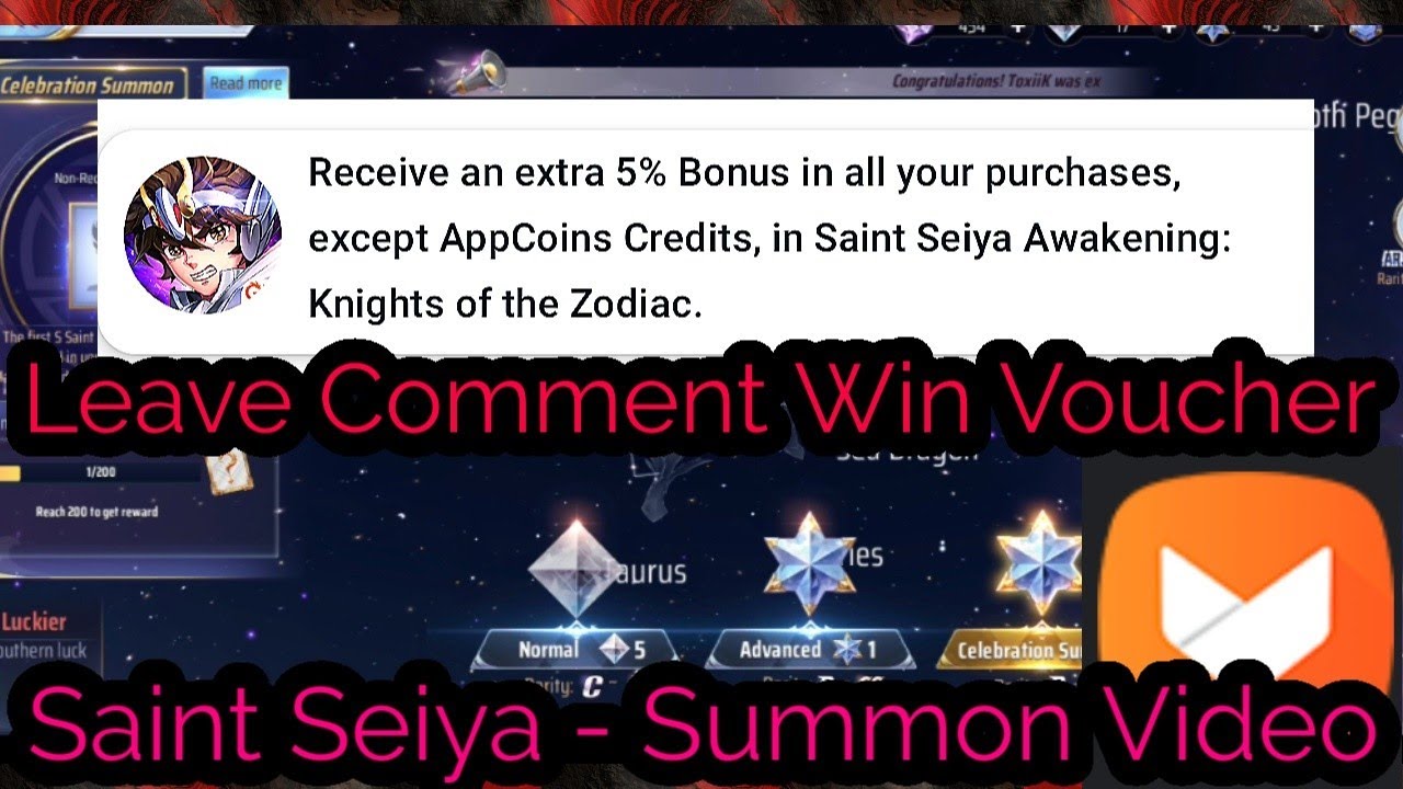 Diablo666 - Saint Seiya - Leave Comment Chance to Win Vouchers - Summon Knights Video