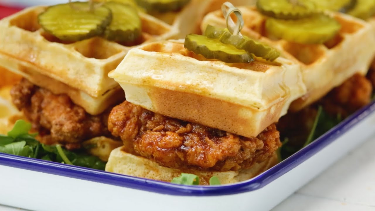 The BEST Hot Chicken & Waffle Sliders | Tastemade