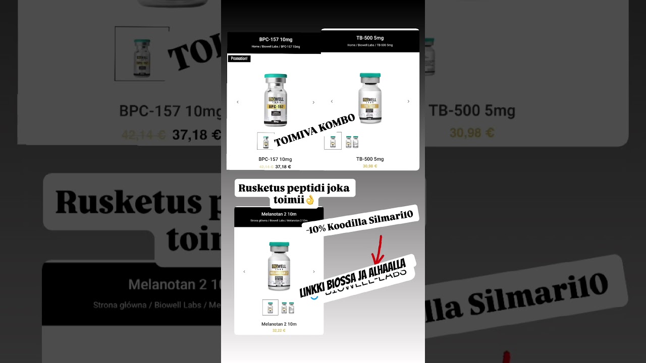 TB-500 | BPC-157 | MELANOTAN 2. -10% Silmari10  Biowell Labs - Biowell  Labs - YouTube