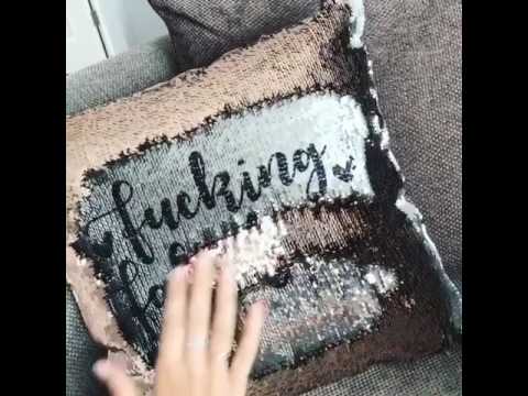 hidden message sequin cushion