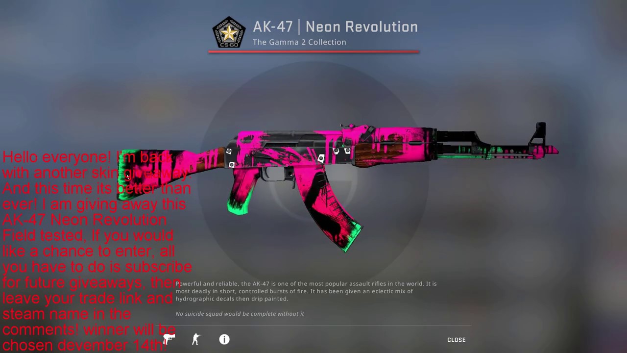 CSGO skin giveaway AK47 Neon Revolution YouTube