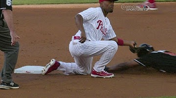 MIA@PHI: Quintero throws out Pierre at second base