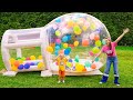 Chris and mom build inflatable playhouse and other funny stories for kids