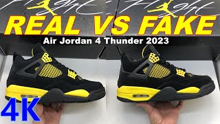 Real vs Fake Air Jordan 4 Thunder 2023