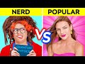 STUDENTE POPOLARE VS NERD PER 24 ORE! Come diventare popolare a scuola! Su 123 GO! CHALLENGE