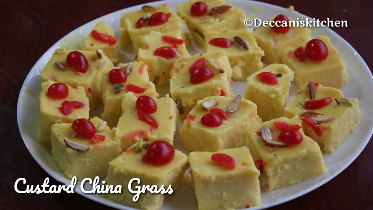 Custard China Grass Pudding China Grass RecipeEggless &No Bake Recipe