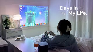 vlog | 冬の一人暮らし🏡プロジェクター開封、一人鍋🍲、原神🎮