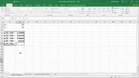Probabilities and Percentiles Associated with Continuous Scores and Samples in Excel