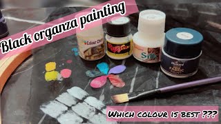 How to paint black organza fabric | black fabric painting #handpainted #fabricpainting