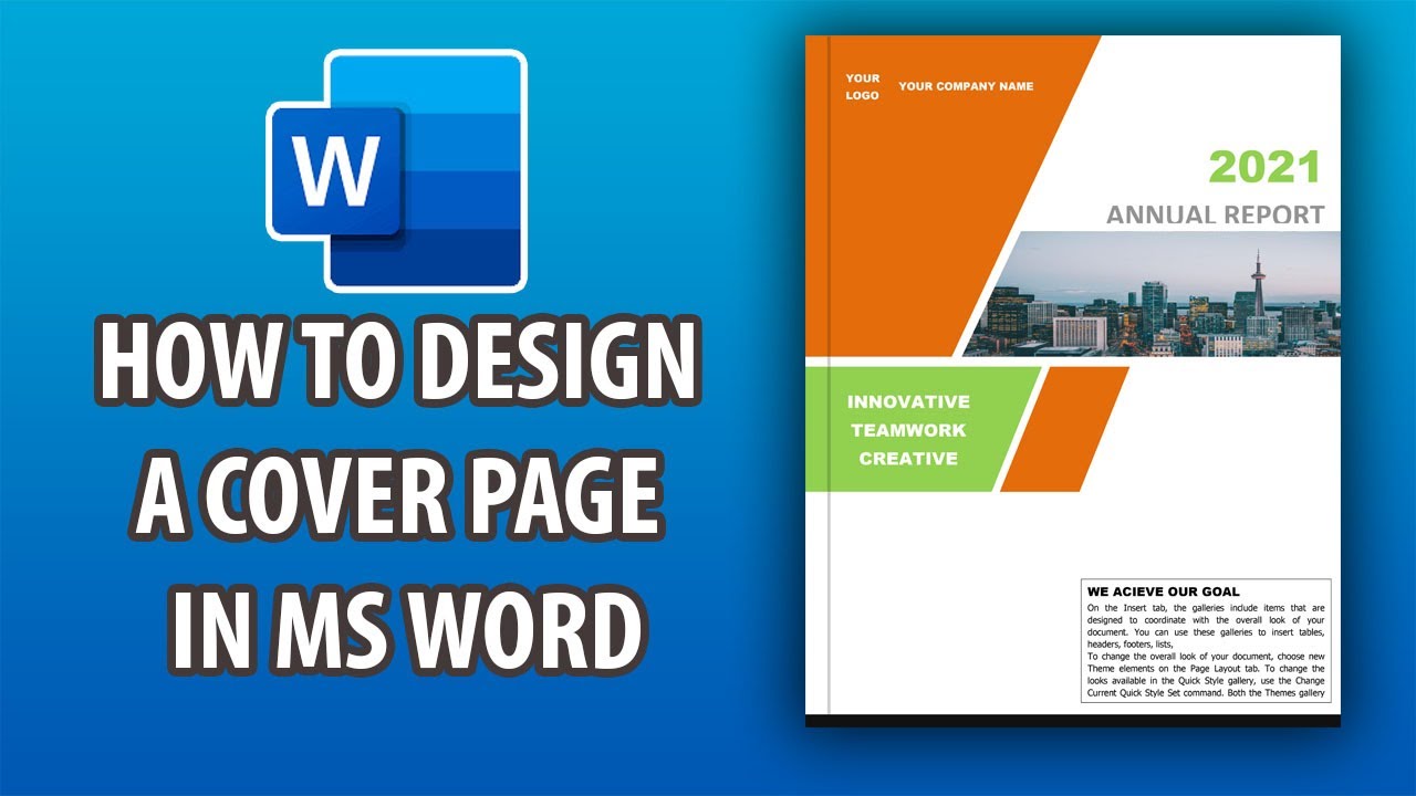 how to create a cover page word