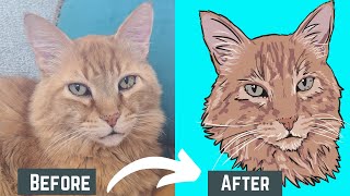 Posterized Cat Portrait procreate Tutorial - Cartoonify Your Pet in Procreate!
