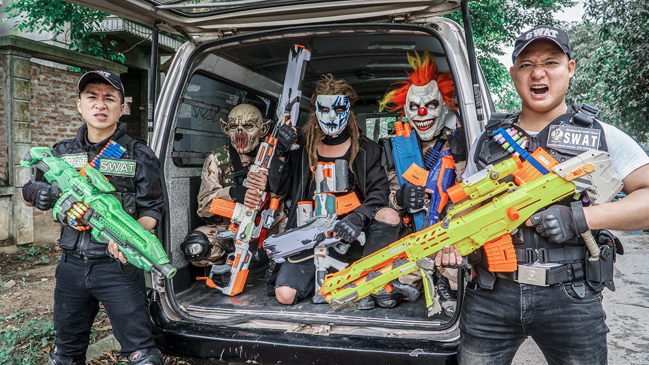 LTT Nerf Mod: Warriors Black Man Nerf Guns Fight Crime RED SATAN Mask 2