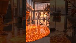 This Floor Is Pure Fire 😳🔥#shorts #epoxyfloor#lavafloor#luxuryhome #viralshorts#transformation#yt