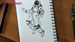How to draw Astronaut/spaceman floating in space in space suit
