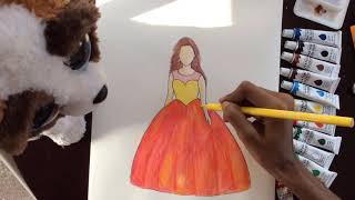 Watercolor painting | how to paint a beautiful gown  |step-_by_step screenshot 5