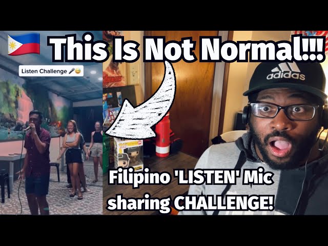 Can All Filipinos Sing? 🇵🇭 Filipino 'LISTEN' Mic sharing CHALLENGE! On TikTok | REACTION!!!! class=