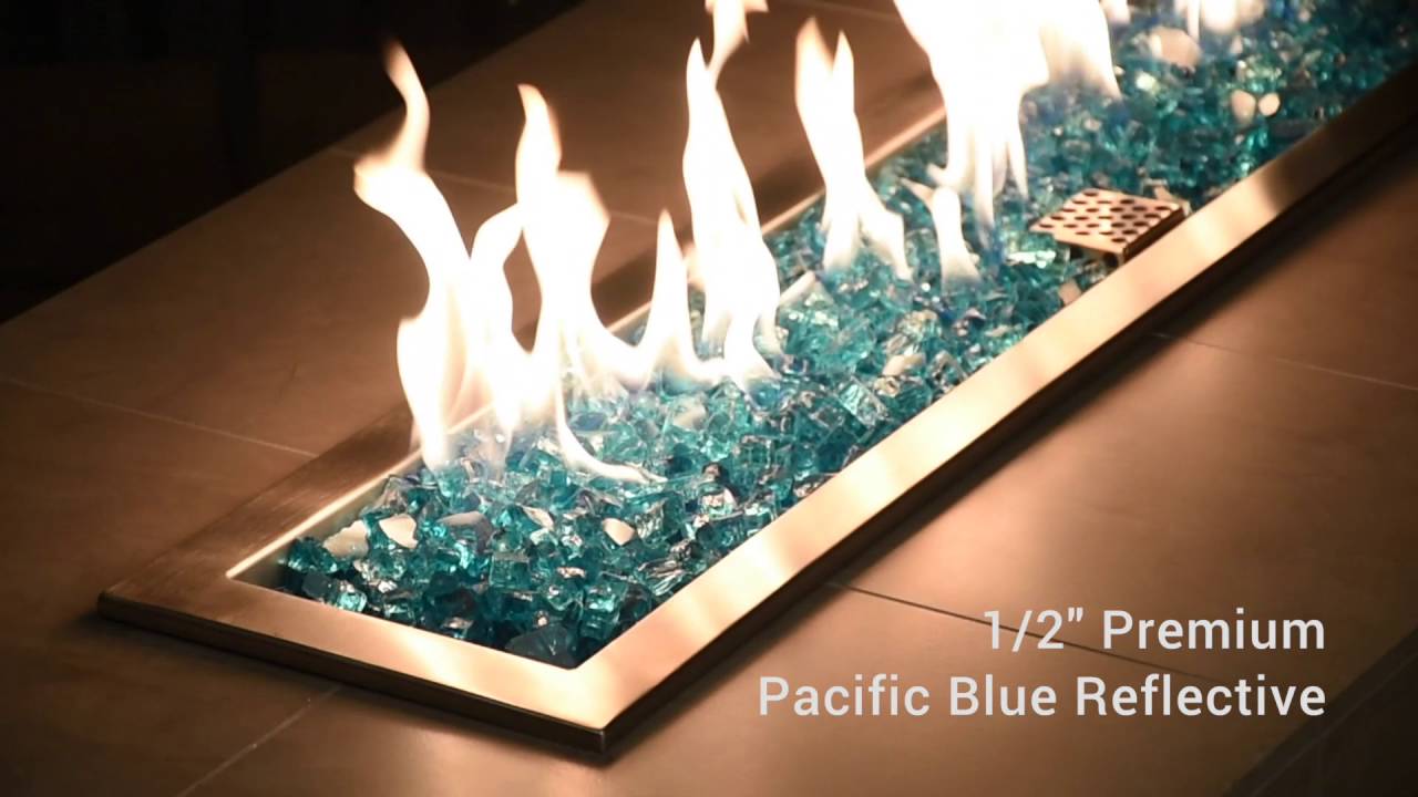 1 2 Pacific Blue Reflective Fire Glass, Cobalt Blue Reflective Tempered Glass Gas Fire Pit