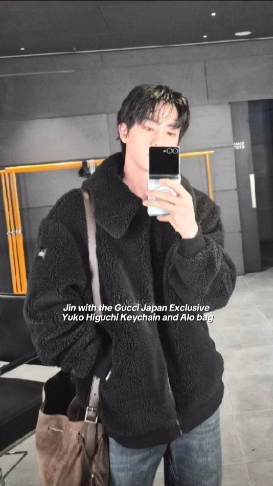 Jin with the Gucci Japan Exclusive Yuko Higuchi Keychain and Alo