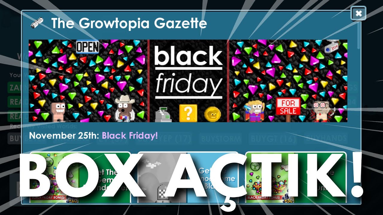 BLACK FRİDAY BOX AÇTIK! *PROFİT ETTİKMİ?* Growtopia Türkçe YouTube