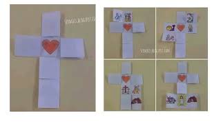 MANUALIDAD CRUZ DE SEMANA SANTA Instrucciones 1  Colorea las imágenes 2  Corta las líneas continuas