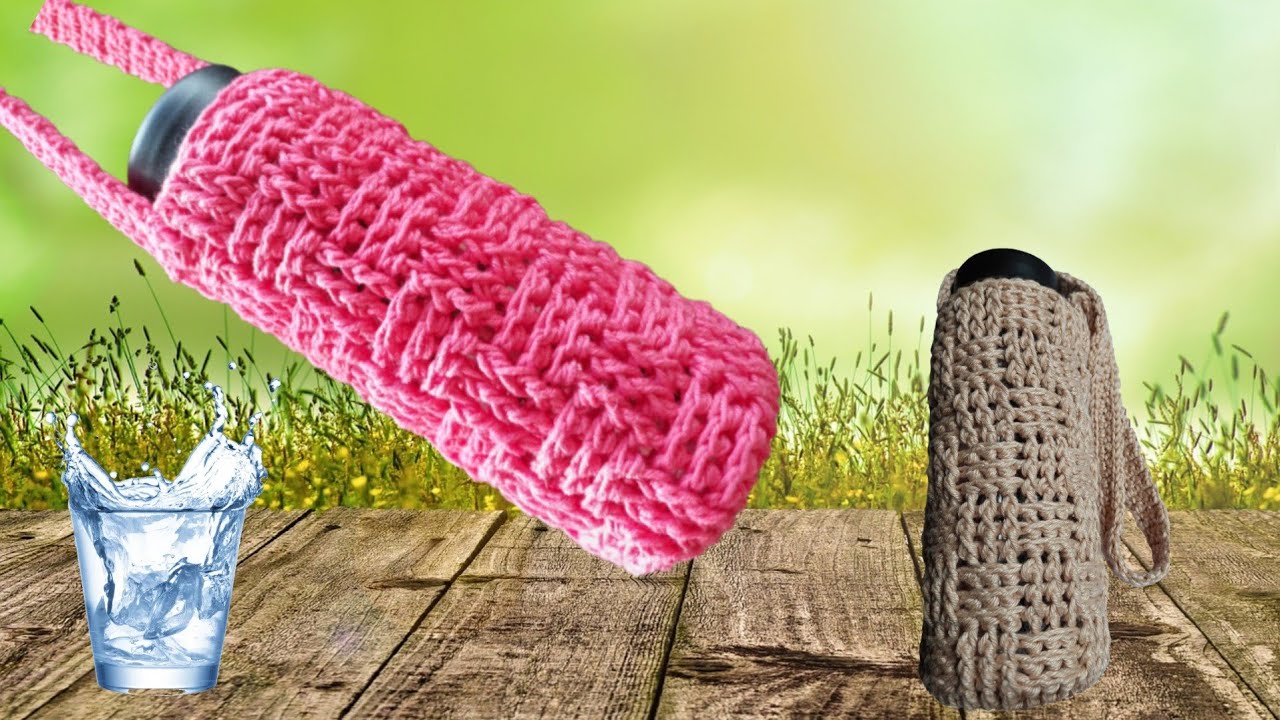 É venda na certa!Suporte de crochê para garrafa de água passo a passo.