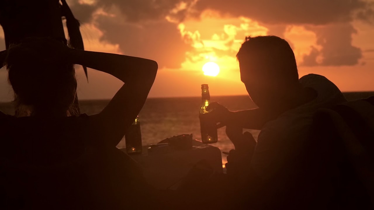 Drinking Beer on the Beach at Sunset
