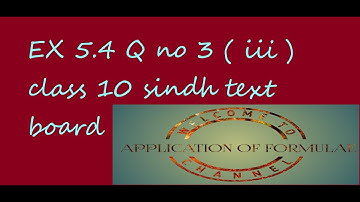 EX 5.4 Q no 3 ( iii ) class 10 sindh text board