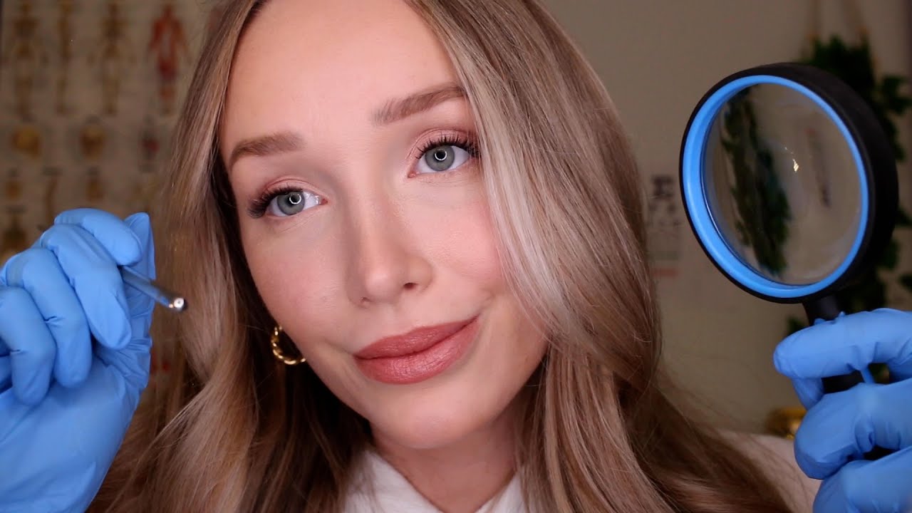 ASMR SLEEP CLINIC | face exam, latex gloves, eye check + gentle massage for deep relaxation