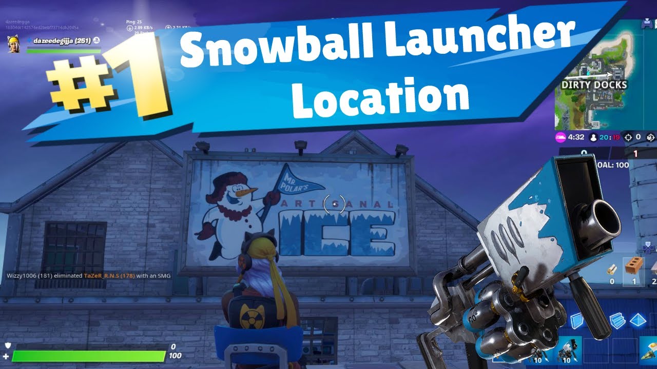 Fortnite Deal Damage With Snowball Launcher Snowball Launcher Location Fortnite Deal Damage To Opponents With A Snowball Launcher Winterfest Youtube