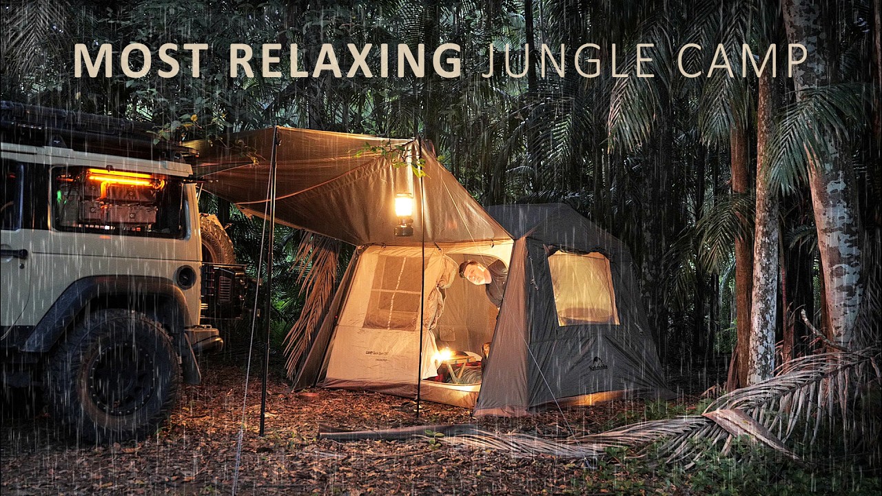Relaxing SOLO CAMP in the RAINY JUNGLE [ Australian Rain Forest cosy ...