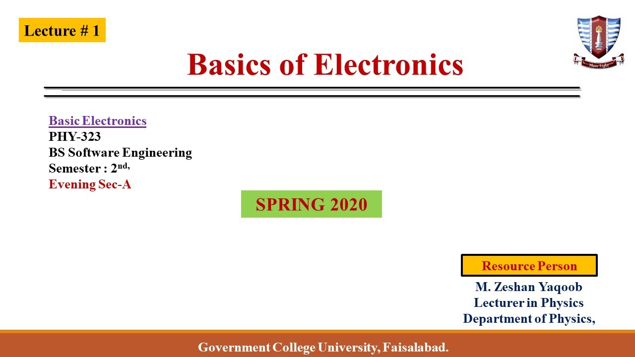 Lecture # 1 Basic Electronics - YouTube
