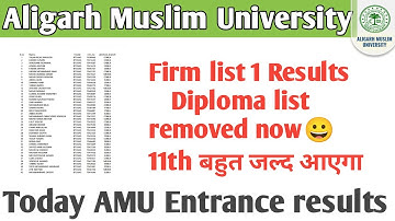 AMU diploma and bridge course firm list results declared AMU 11th  firm list will soon declared 2021
