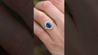 Custom Halo Ring | 2.18-Carat Teal Blue Montana Sapphire