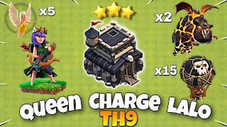 Th9 Queen Charge Lavaloon Attack Strategy | Th9 Queen Charge Lalo |Qc Lalo Th9 |Th9 Air Attack  Coc