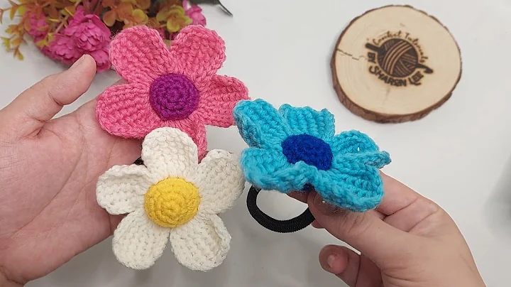 Learn to make a beautiful Tunisian flower hair tie