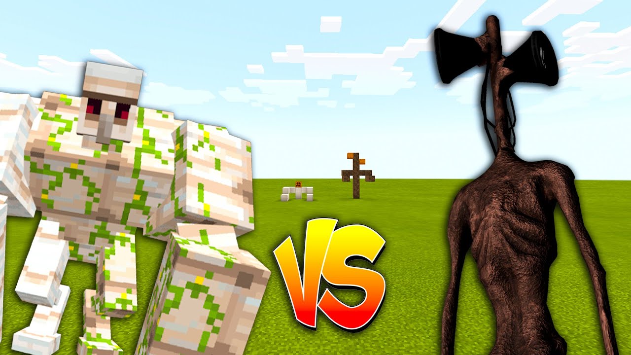 Mega Iron Golem vs Siren Head in Minecraft - YouTube.