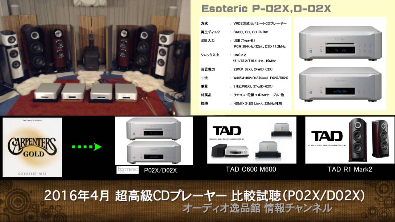 2016年4月 超高級CDプレーヤー音質比較3 （Esoteric P-02X/D-02X