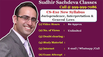 CS Executive New Syllabus-Jurisprudence, Interpretation and General Laws Video Classes